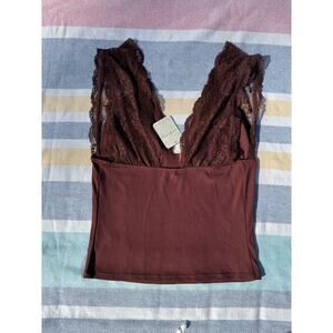 NWT, Free People, Power Play Cami, Color Bittersweet Brown - Size Large
